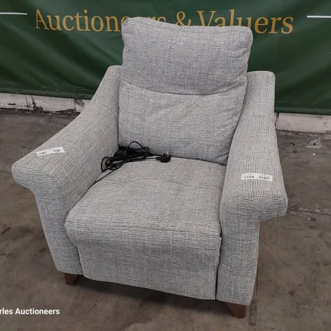 QUALITY BRITISH DESIGNER G PLAN RILEY POWER RECLINING EASY CHAIR MOOR SEA FABRIC