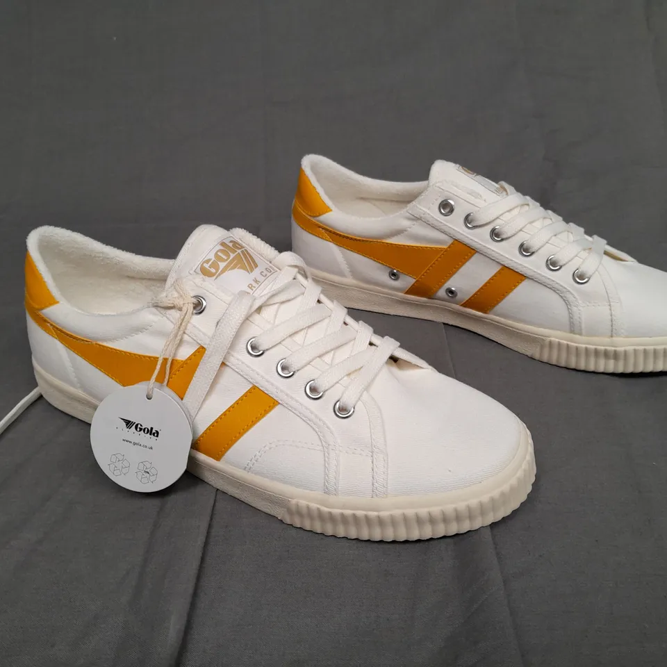 BOXED PAIR OF GOLA TENNIS MARK COX OFF WHITE/SUN UK 8