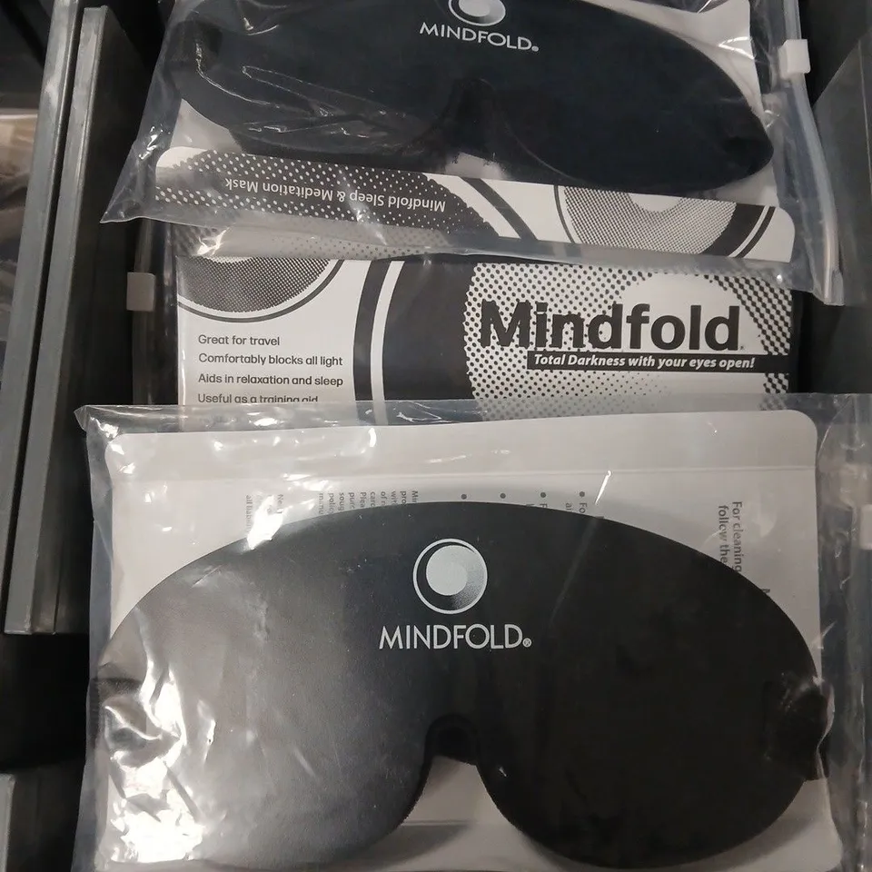 APPROXIMATELY 16 MINDFOLD SLEEP & MEDITATION MASKS IN BLACK - ADJUSTABLE STRAP