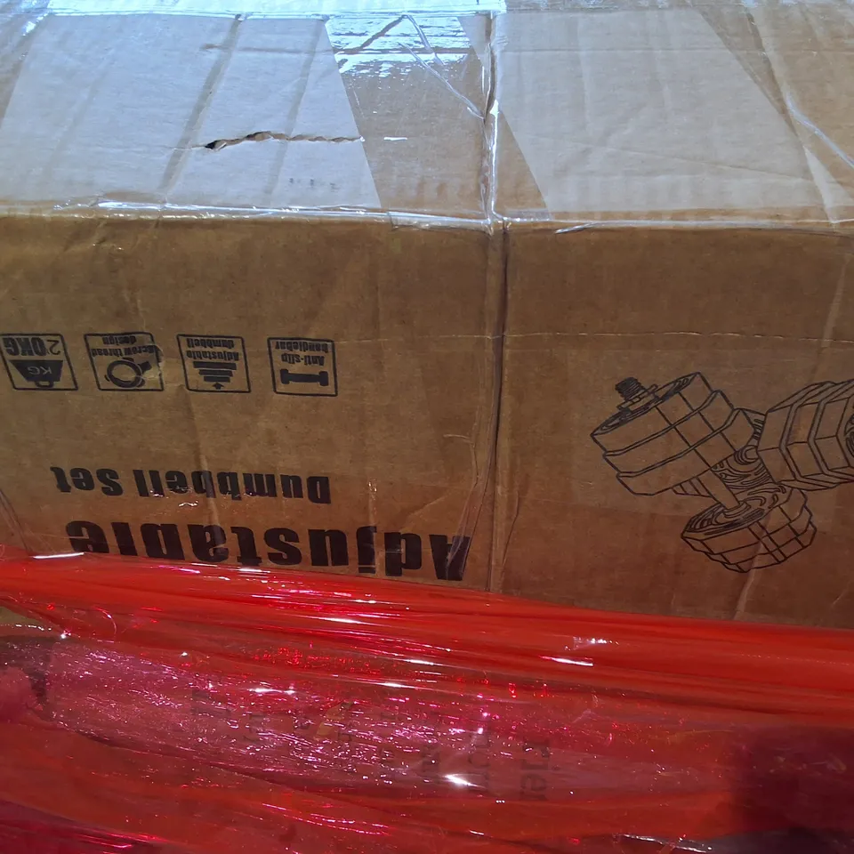 PALLET OF ASSORTED HOUSEHOLD ITEMS TO INCLUDE ADJUSTABLE DUMBELL SET, ROWING MACHINE AND MANUAL TREADMILL 
