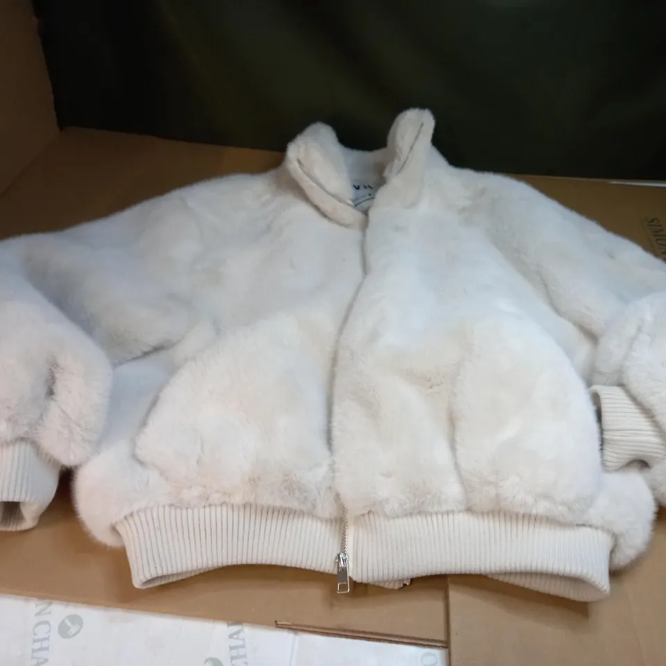 ZARA CREAM TEDDY BEAR COAT - SIZE S