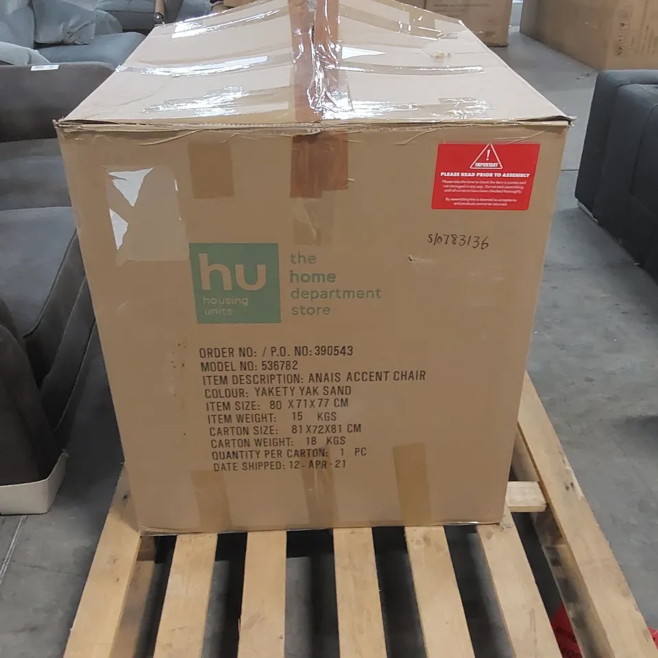 BOXED ANAIS ACCENT CHAIR - YAKETY YAK SAND 