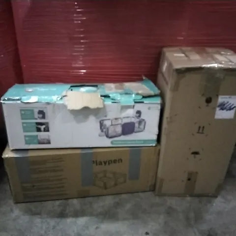PALLET OF ASSORTED PRODUCTS AND HOUSEHOLD GOODS TO INCLUDE;PLAYPEN,CHILDREN'S GAME FENCE,AIR COOLER
