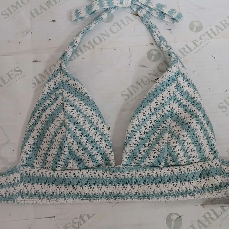 HOLLISTER TEAL & WHITE SUMMER BRA - MEDIUM