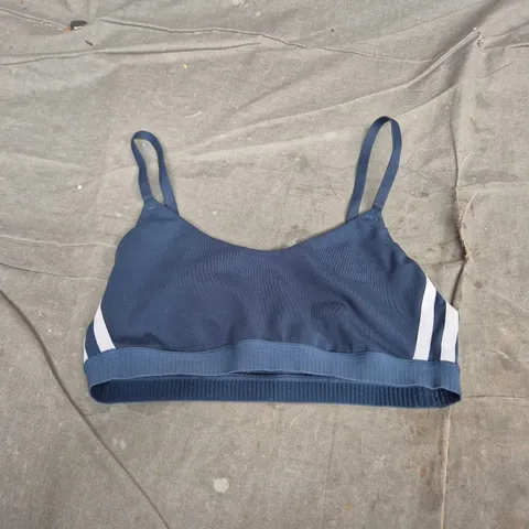 ADIDAS SPORTS BRA – NAVY WITH WHITE STRIPES - SIZE UNSPECIFIED 