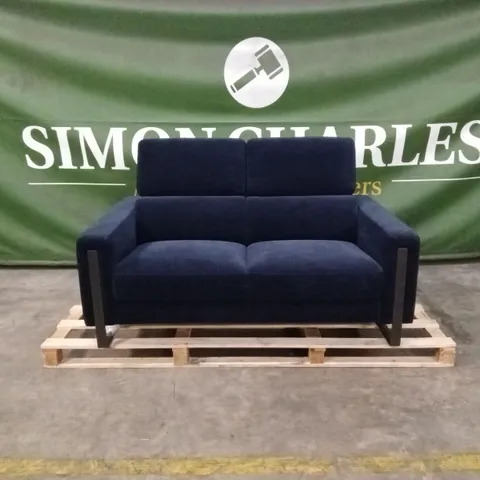 QUALITY DESIGNER ITALIAN MADE MASSIMO 2 SEATER SOFA - DARK BLUE FABRIC