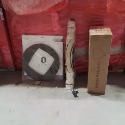 PALLET OF ASSORTED HOUSEHOLD GOODS AND PRODUCTS TO INCLUDE;BALLOON PARTY ARCH,CAT FLAP,RUG