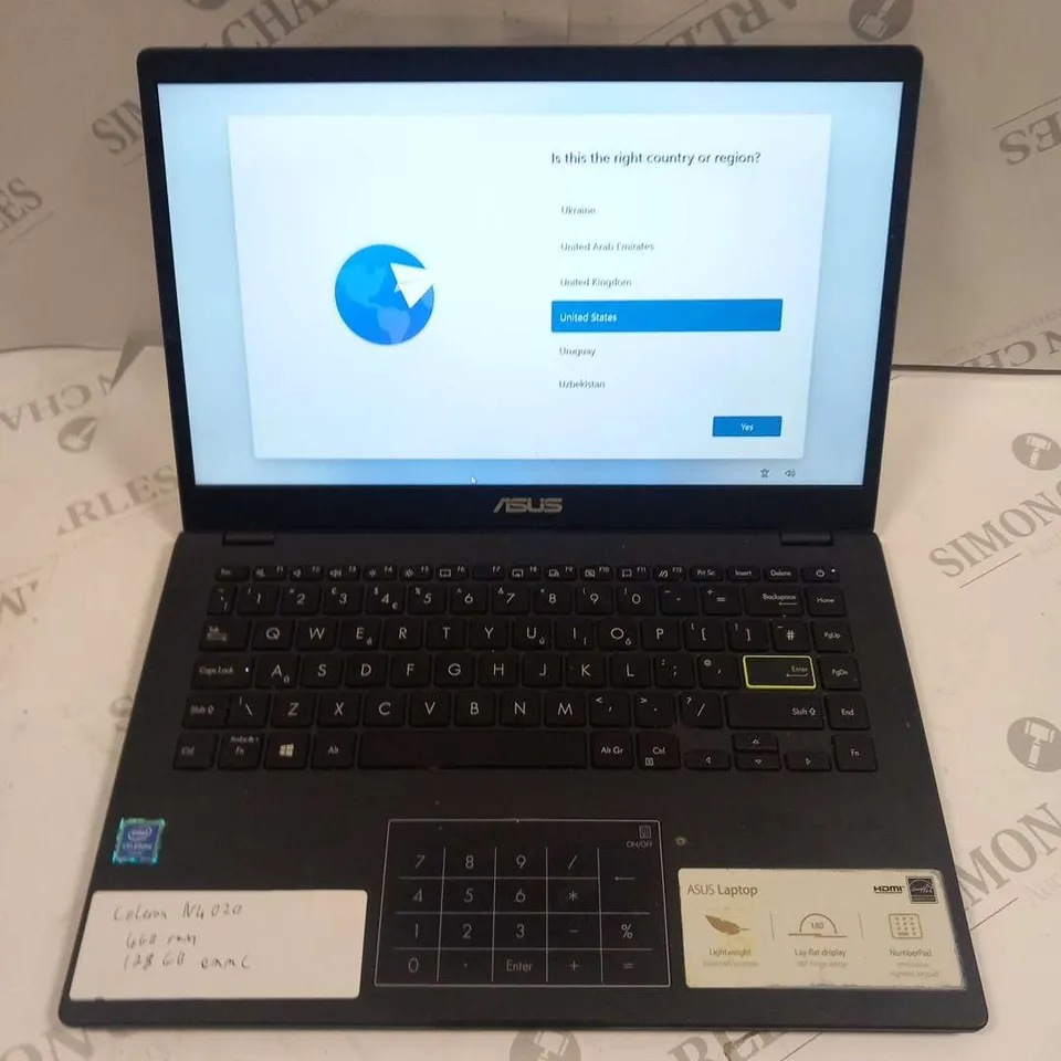 ASUS CELERON N4020 4GB RAM 128GB EMMC 