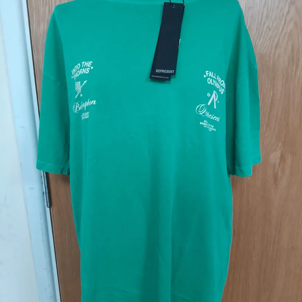 REPRESENT FALL FROM OLYMPUS T-SHIRT IN ISLAND GREEN - LARGE
