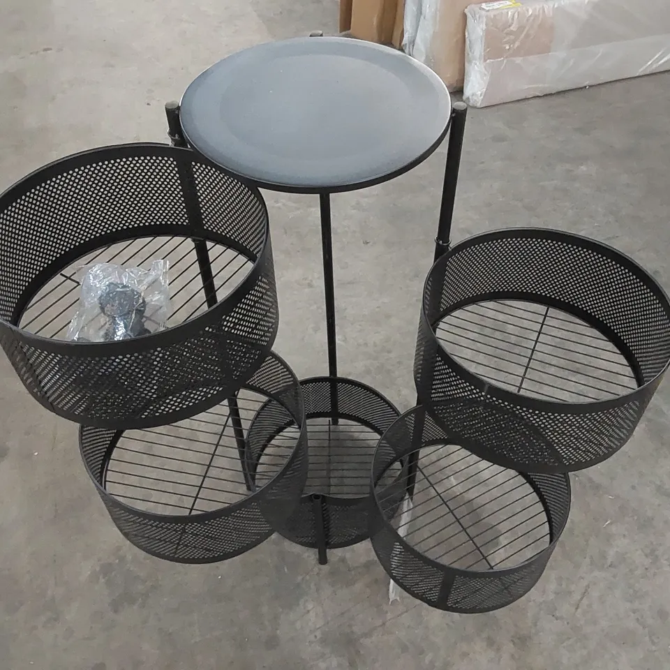 BOXED 5-TIER METAL SHELVING UNIT ON WHEELS - BLACK (1 BOX)