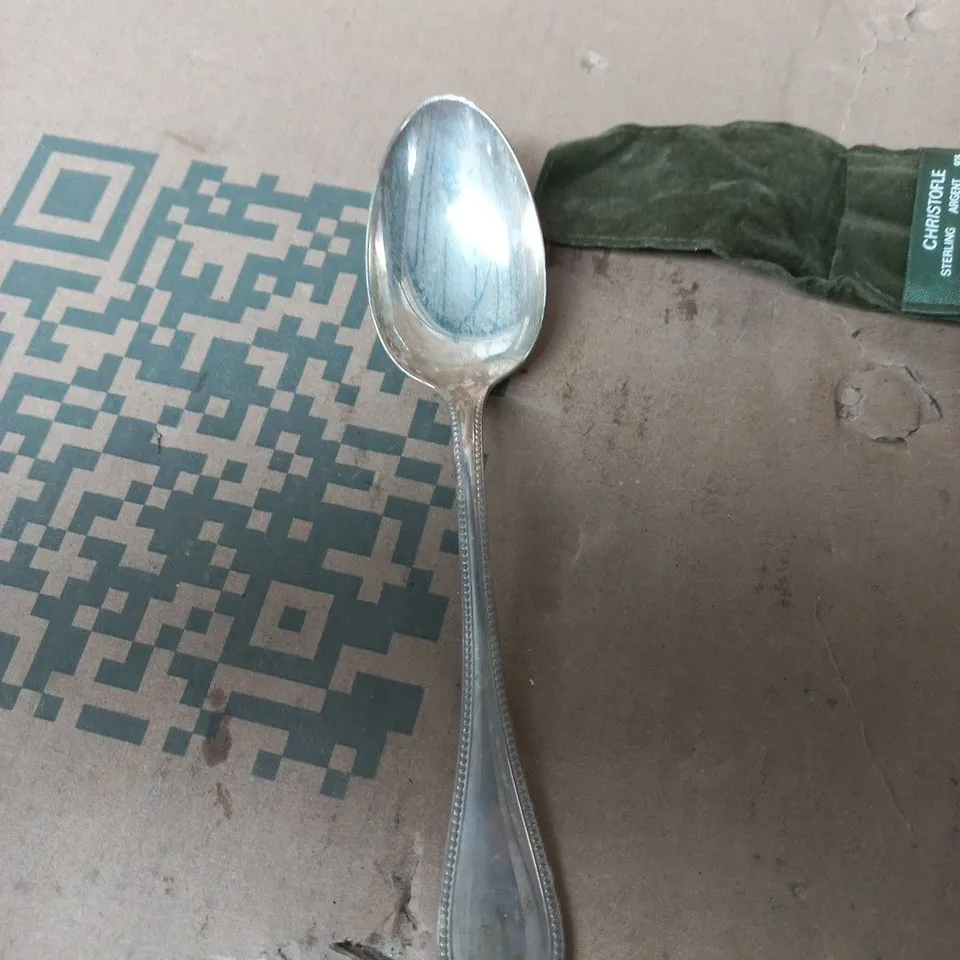 CHRISTOFLE STERLING SILVER SPOON, 925, IN GREEN PRESENTATION POUCH