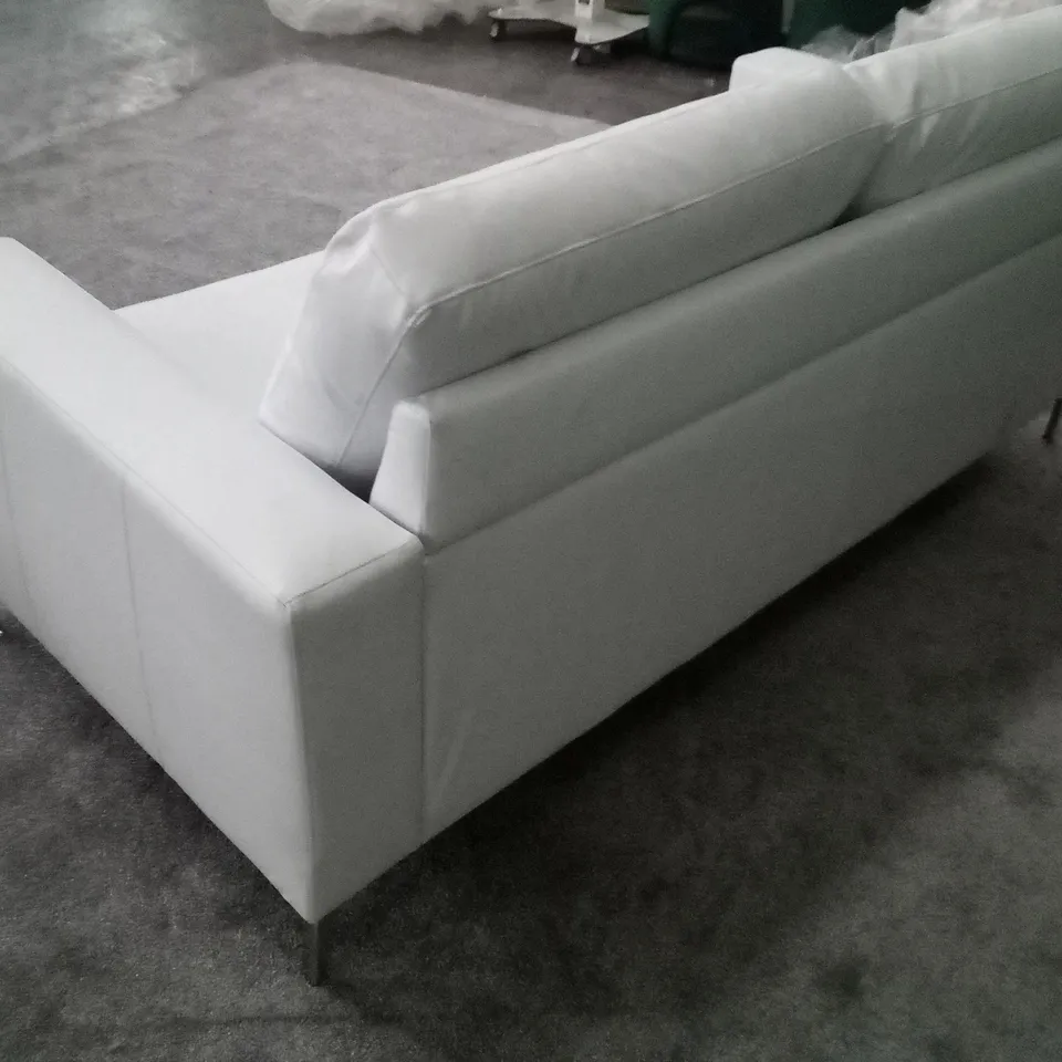 QUALITY DESIGNER BALTIMORE 3 SEATER SOFA - WHITE PREMIUM FAUX LEATHER