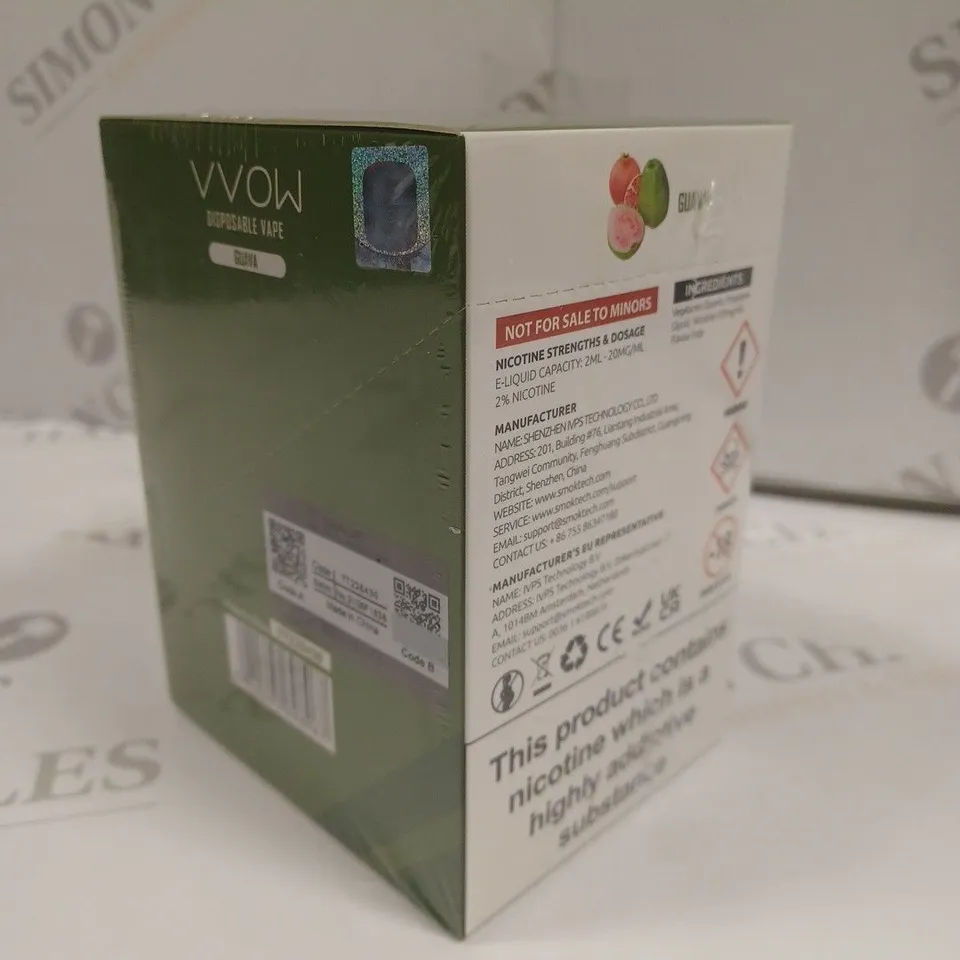 SEALED SMOK VVOW 10-PACK OF DISPOSABLE VAPES - GUAVA 