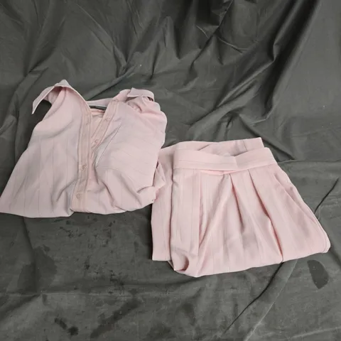 MINT VELVET SHIRT & PLEATED PANT SET IN PINK STRIPE SIZE M