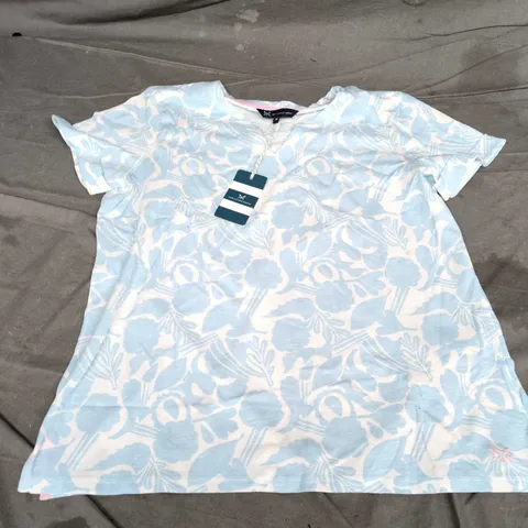 CREW CLOTHING COMPANY WOMEN'S FLORAL NOTCH NECK TEE – SIZE 16