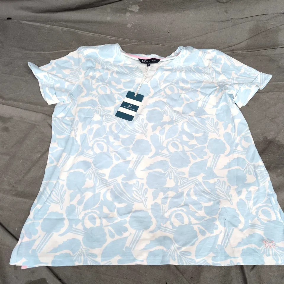 CREW CLOTHING COMPANY WOMEN'S FLORAL NOTCH NECK TEE – SIZE 16