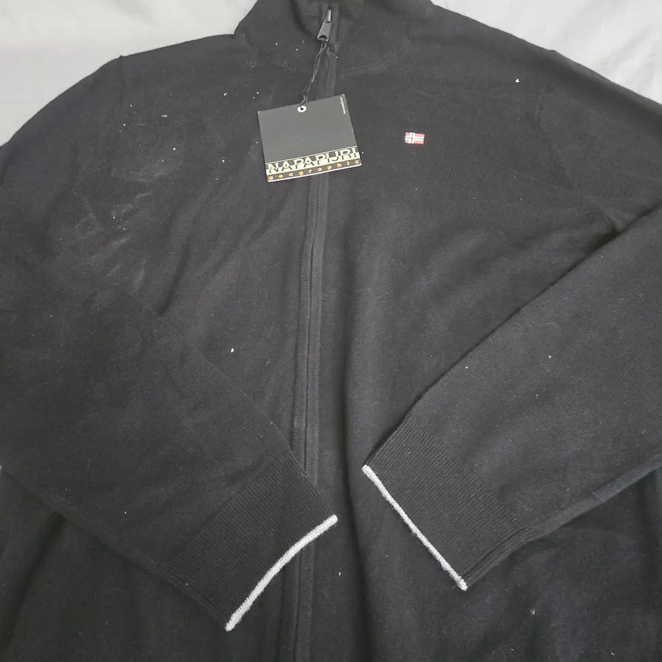 NAPAPIJRI BLACK ZIP-UP FLEECE JACKET - SIZE XS