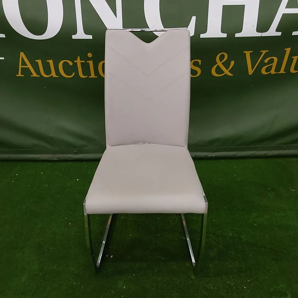 DESIGNER METAL AND LEATHER DINING CHAIR 