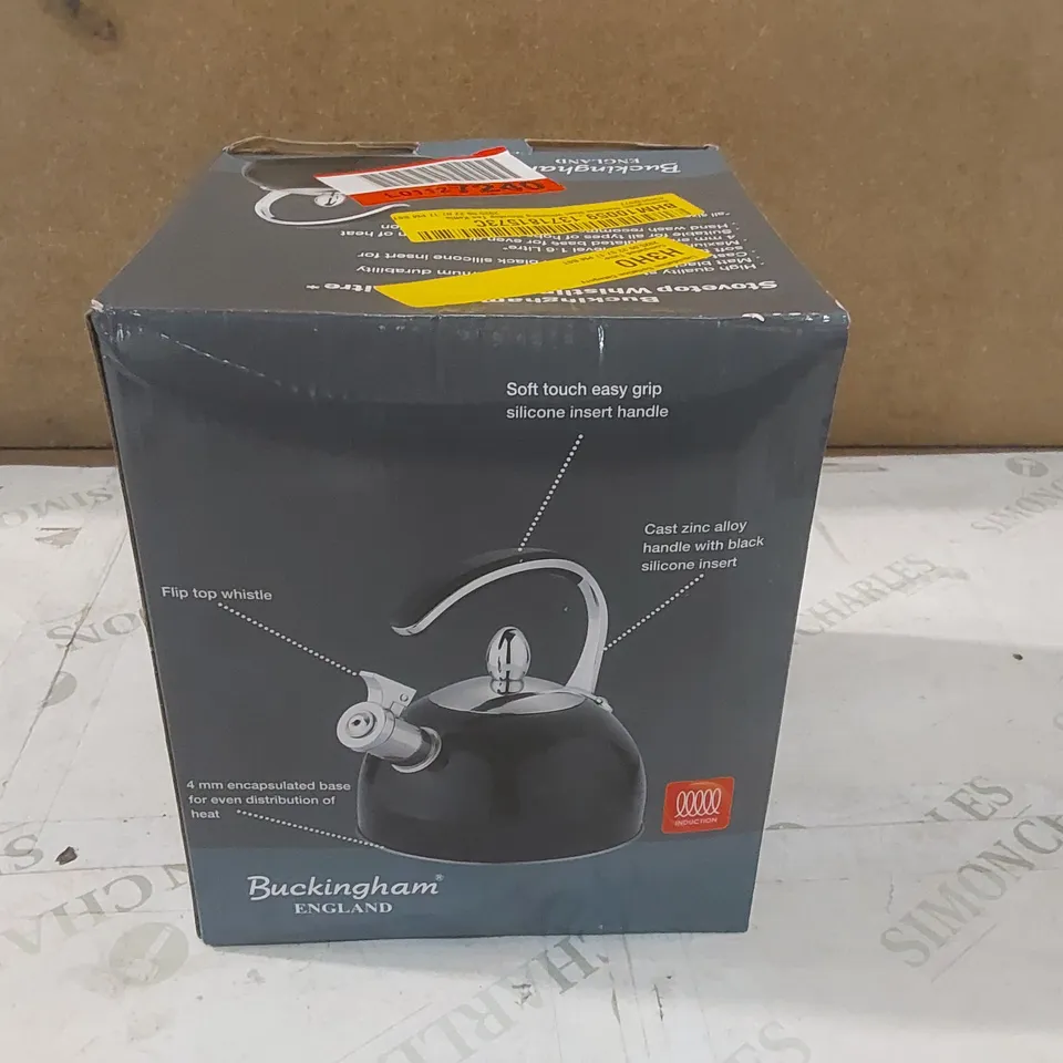 BOXED BUCKINGHAM STAINLESS STEEL WHISTLING STOVETOP TEA KETTLE