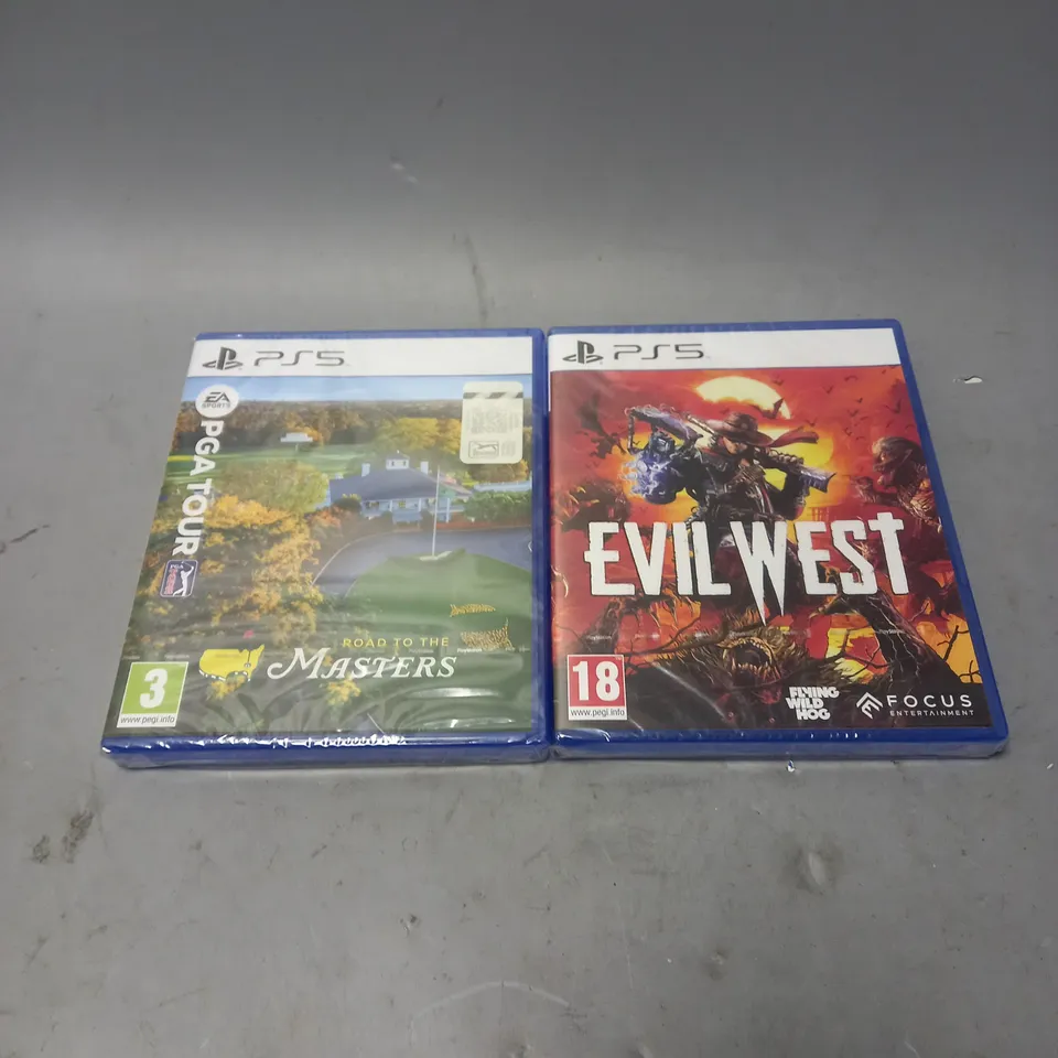 LOT OF 2 SEALED PS5 GAMES TO INCLUDE EVIL WEST AND PGA TOUR ROAD TO THE MASTERS