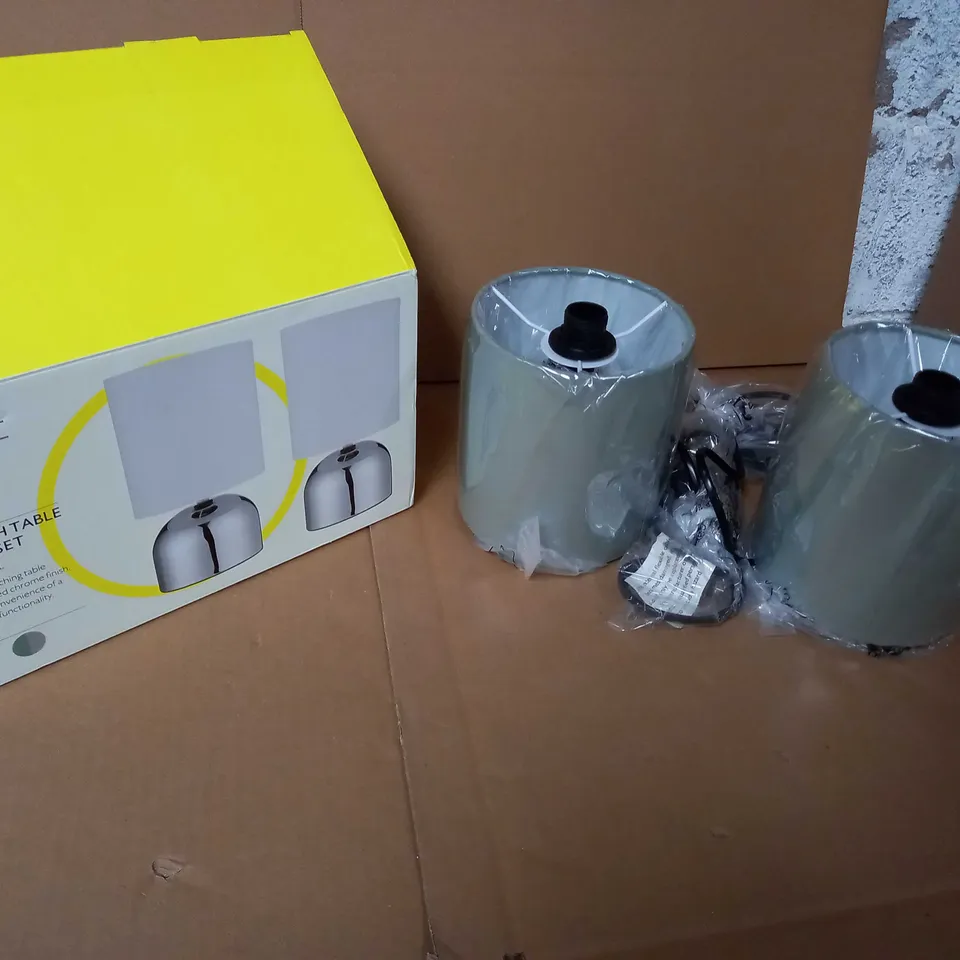 BOXED JOHN LEWIS CHROME/SAGE LUCY TOUCH TABLE LAMP DUO SET