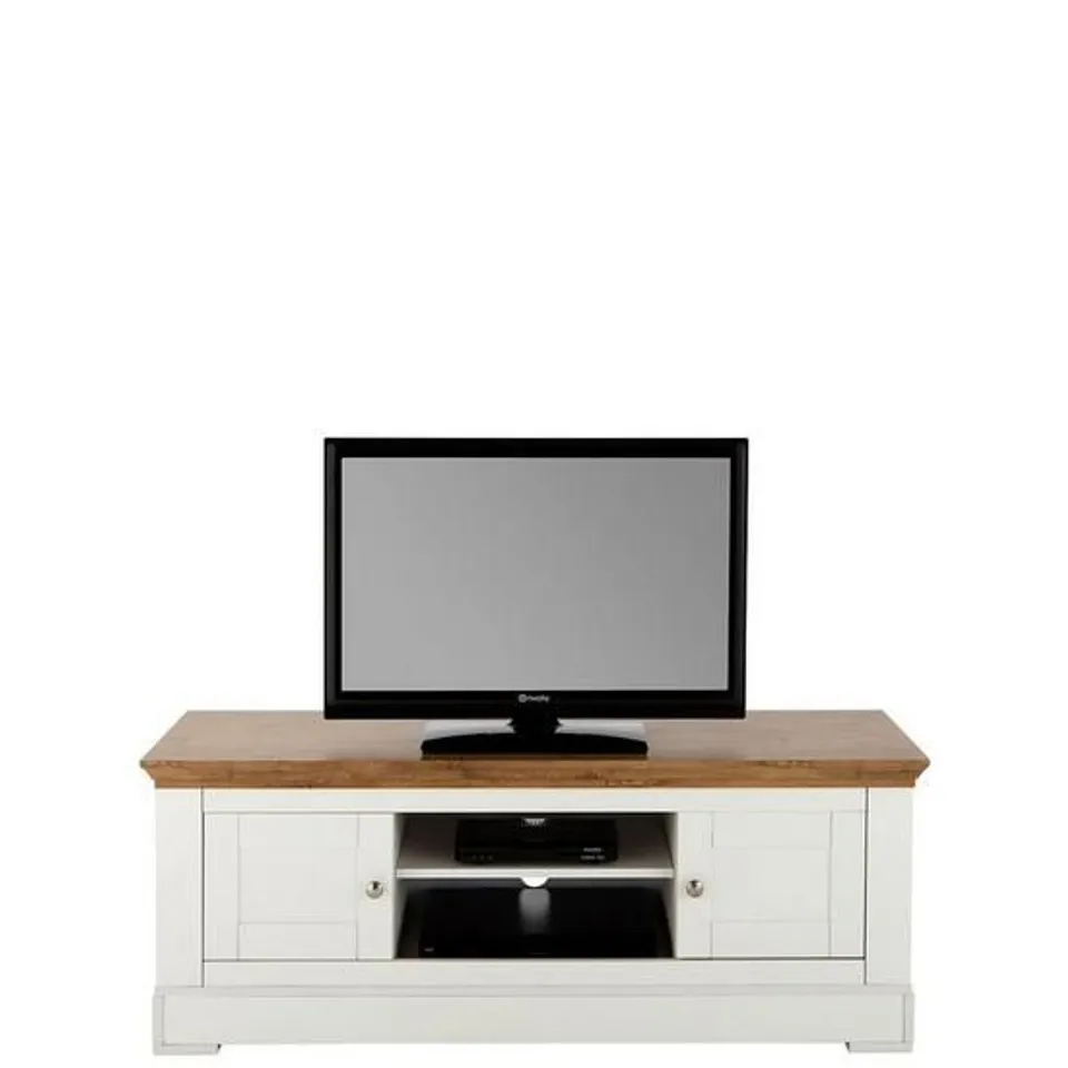 BOXED IDEAL HOME WILTSHIRE CREAM AND OAK EFFECT 2 DOOR TV UNIT (1 BOX) RRP £359
