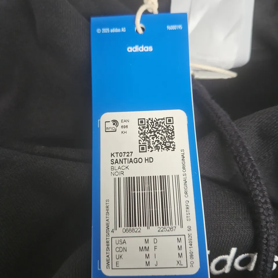 ADIDAS SANTIAGO HD HOODIE – BLACK WITH GREY PANEL, UK M