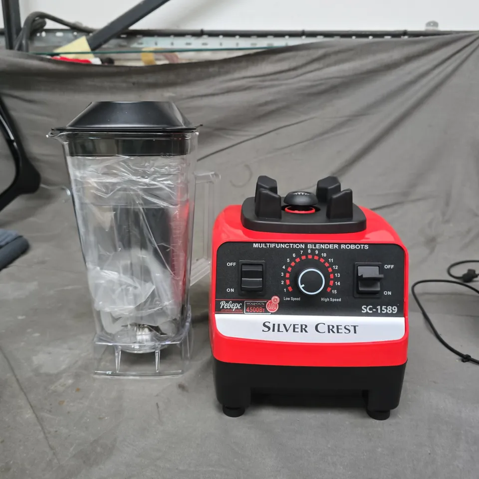 SILVER CREST BLENDER – RED, WITH CLEAR JUG, MODEL SC-1589