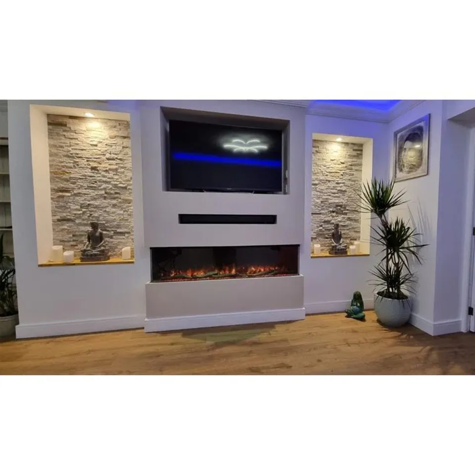 BOXED 3D PANASONIC 3 SIDED GLASS ELECTRIC FIRE SUITE 80" BLACK