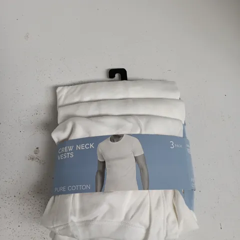 M&S CREW NECK VESTS – PURE COTTON, 3 PACK, MEN'S XL