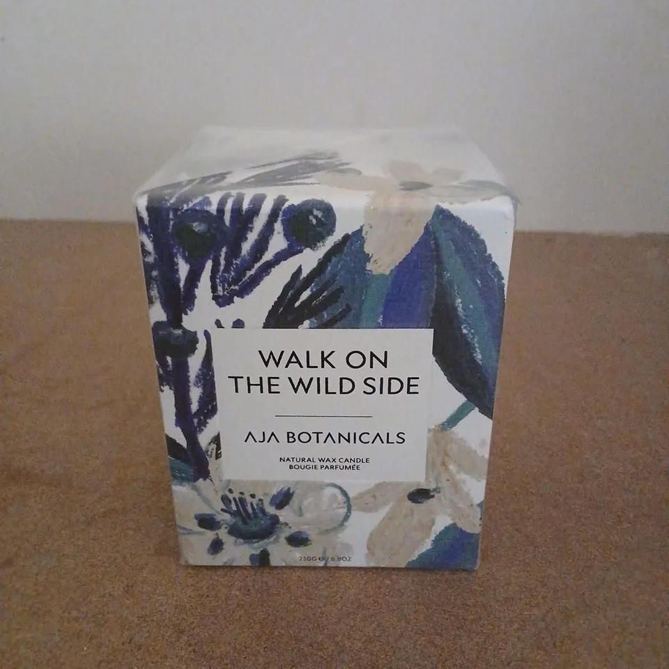 BOXED AND SEALED WALK ON THE WILD SIDE AJA BOTANICALS NATURAL WAX CANDLE 250G