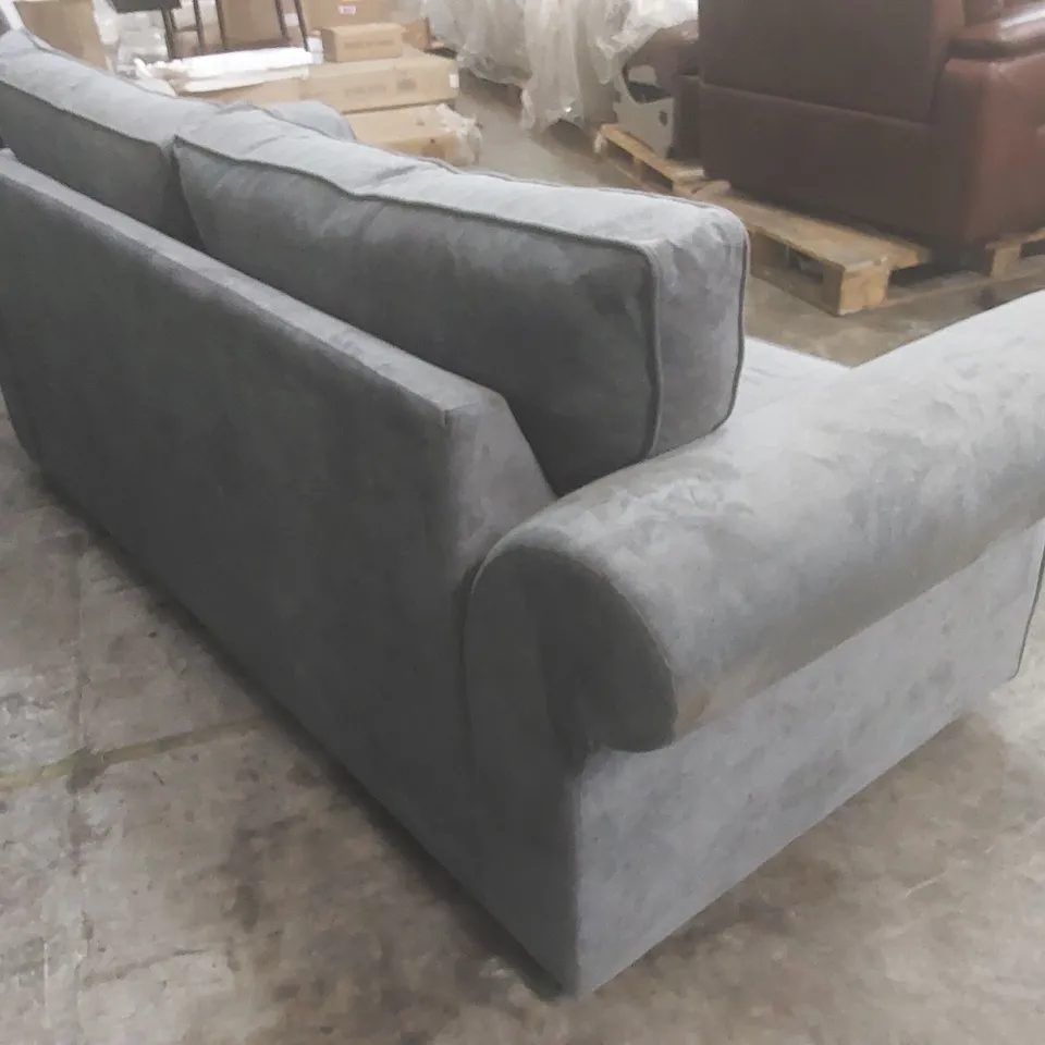 DESIGNER BEATRICE 3 SEATER FABRIC UPHOLSTERED SOFA - CHARCOAL 