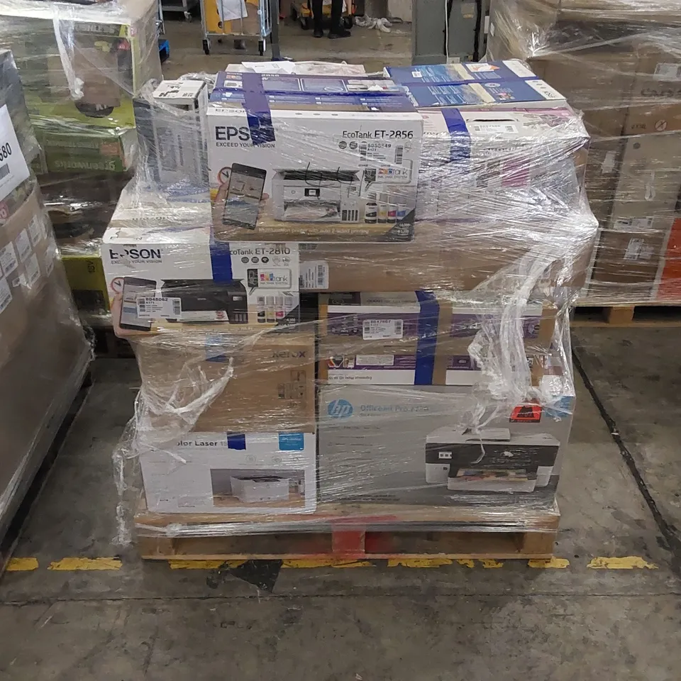 PALLET OF APPROXIMATELY 20 ASSORTED PRINTERS, OFFICE EQUIPMENT AND CRAFTING SUPPLIES TO INCLUDE