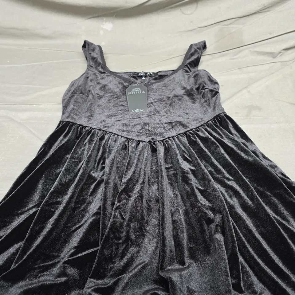 DISTURBIA ORWEB LACE HEM VELOUR MINI DRESS - SIZE 14