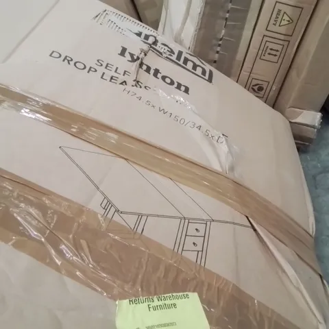 BOXED SELF ASSEMBLY DROP LEAF DINING TABLE -WHITE-