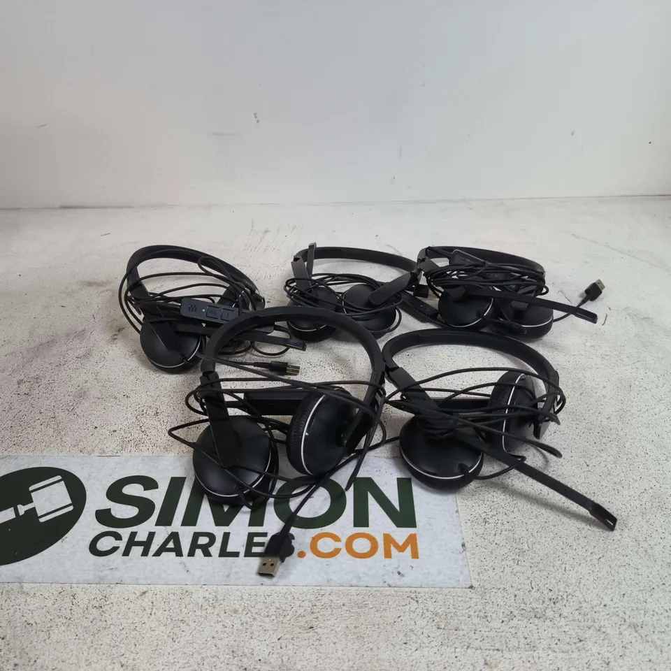 SET OF 5 EPOS SENNHEISER HEADSETS WITH MICROPHONE UNBOXED