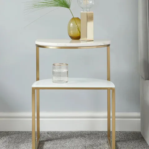BOXED DANETTI DEMI WHITE MARBLE SIDE TABLE (1 BOX)