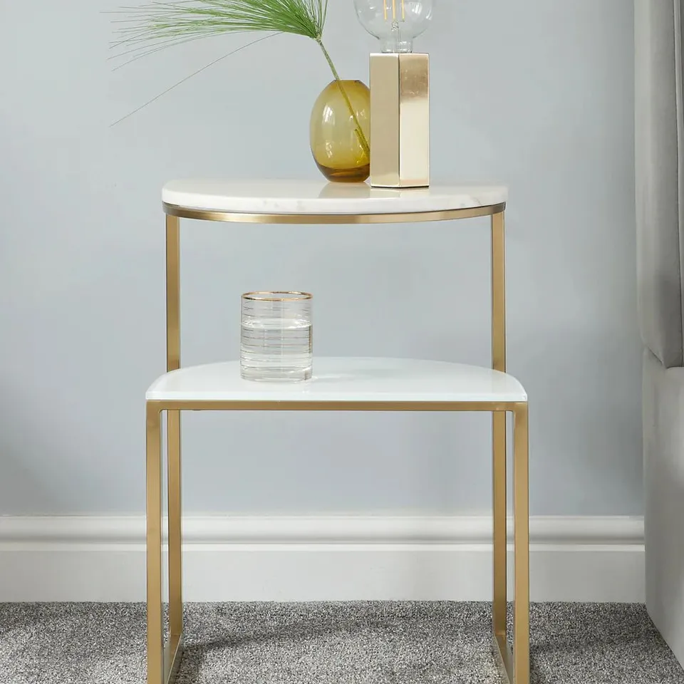 BOXED DANETTI DEMI WHITE MARBLE SIDE TABLE (1 BOX)
