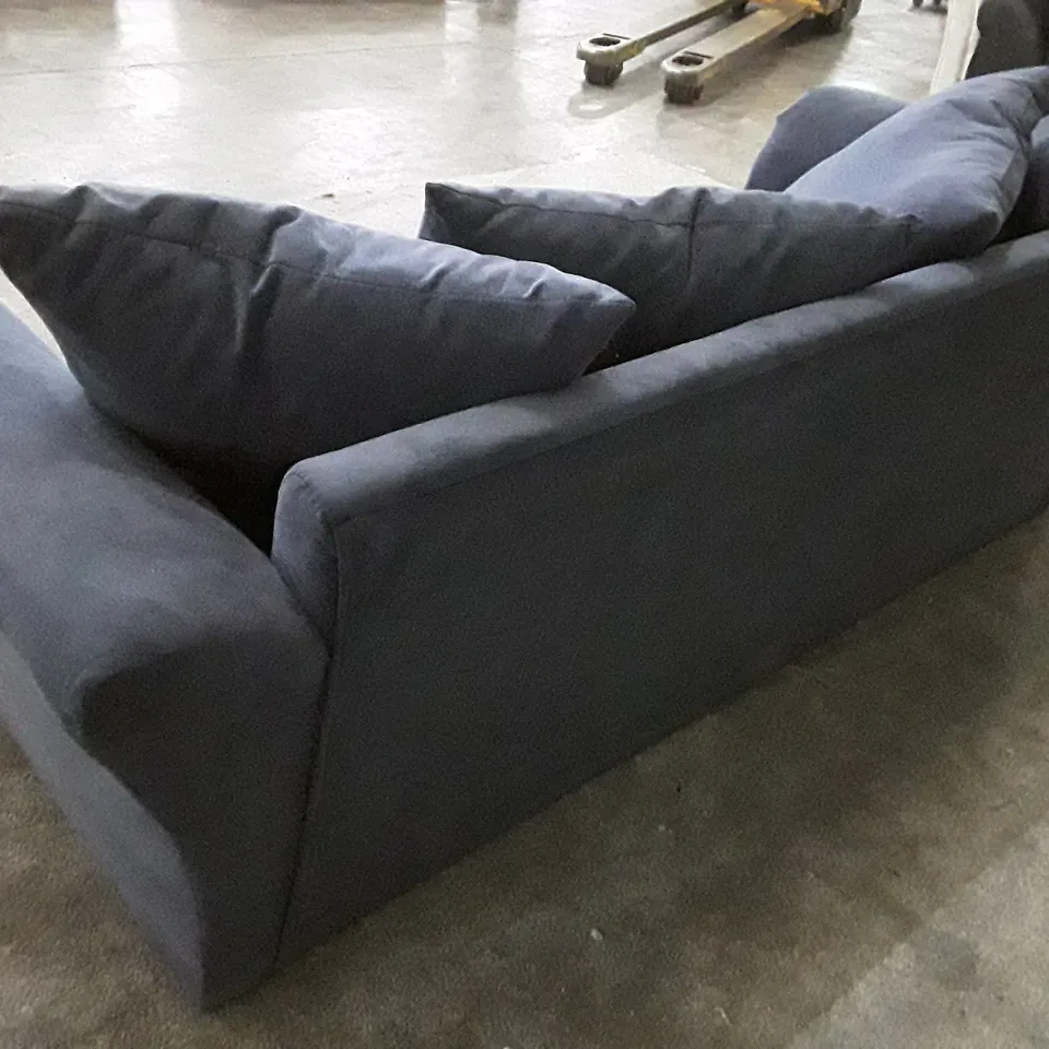 QUALITY DESIGNER 3 SEATER SOFA - DARK BLUE FABRIC  