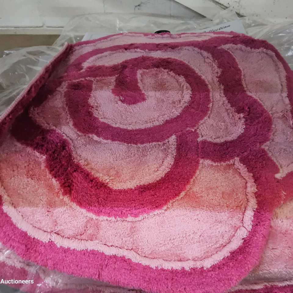 THREE DESIGNER BIG ROSE FUSYA BATH MATS