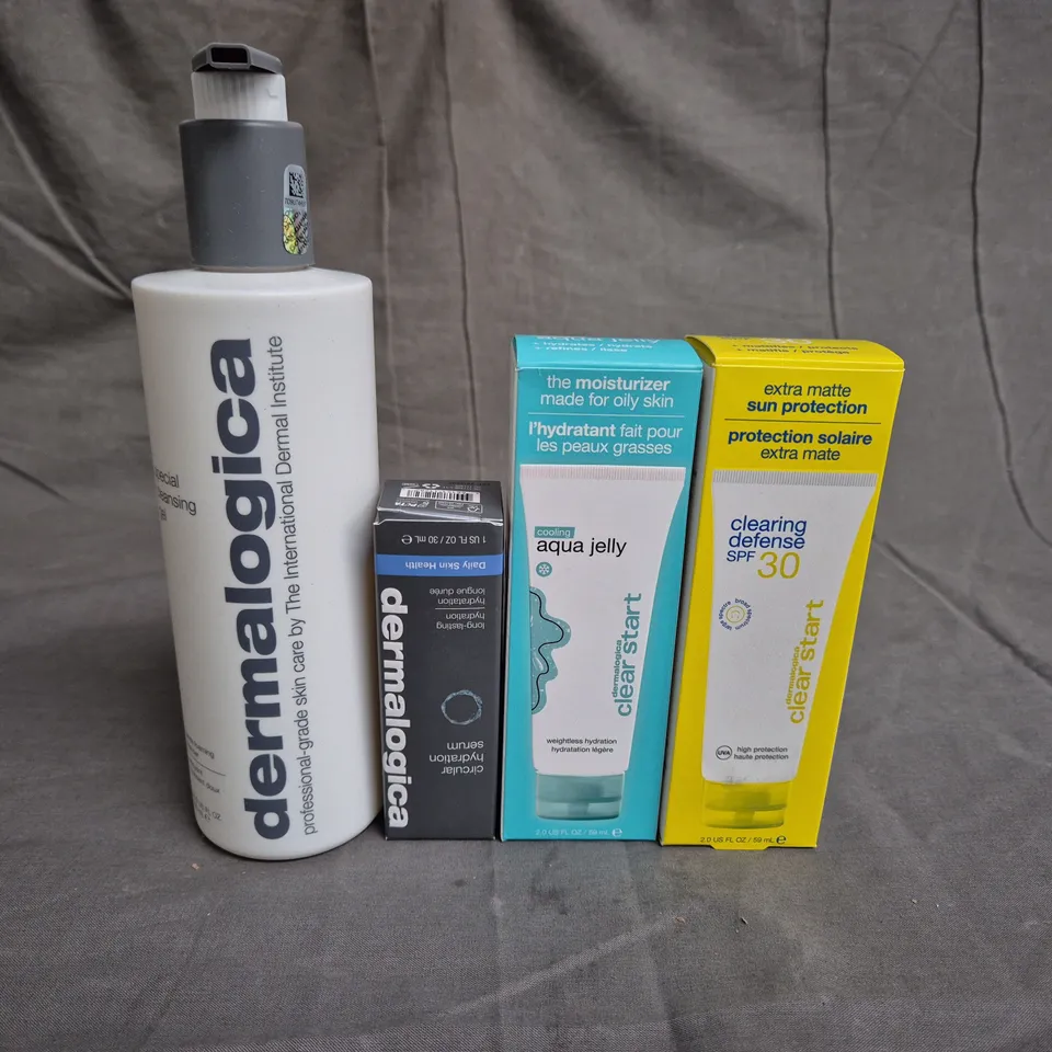 LARGE QUANTITY OF DERMALOGICA TO INCLUDE CLEANSING GEL, CIRCULAR HYDRATION SERUM 