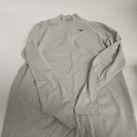 GYMSHARK GREY QUARTER ZIP TRAINING TOP – SIZE M
