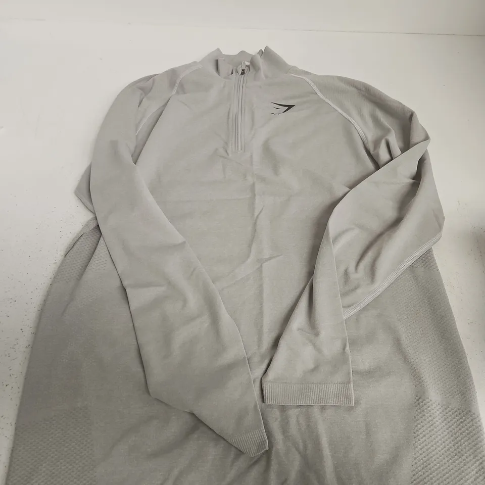 GYMSHARK GREY QUARTER ZIP TRAINING TOP – SIZE M
