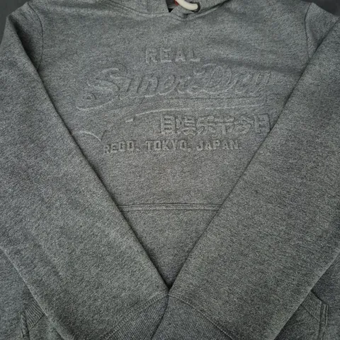 SUPER DRY LONG SLEEVE HOODIE IN GREY SIZE LARGE