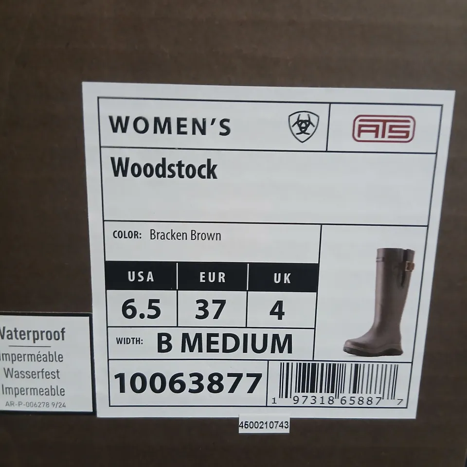 ARIAT WOMEN'S WOODSTOCK WATERPROOF BOOTS – BRACKEN BROWN, UK 4 (US 6.5, EUR 37)