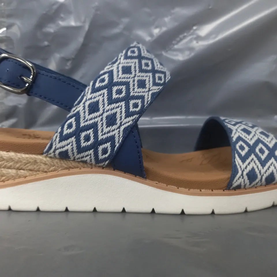 BOXED PAIR OF SKECHERS SANDALS IN NAVY SIZE 3