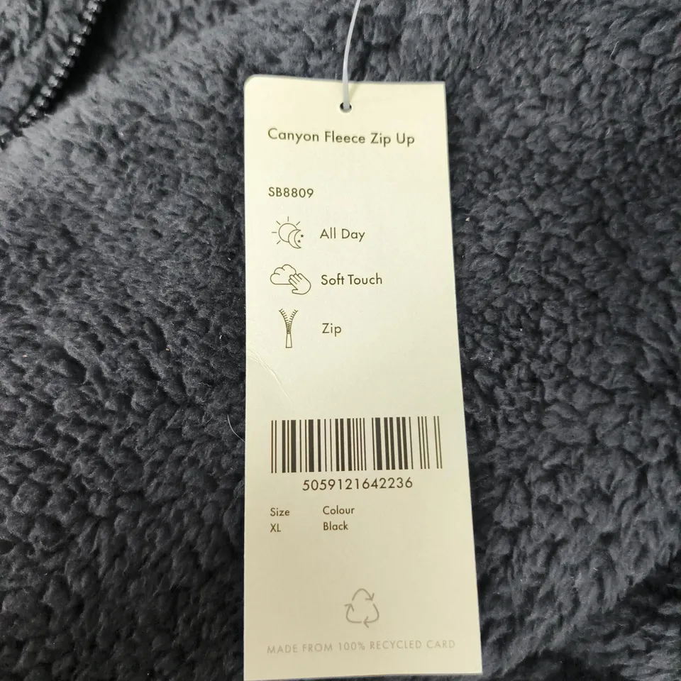 SWEATY BETTY CANYON FLEECE ZIP UP JACKET – BLACK, XL
