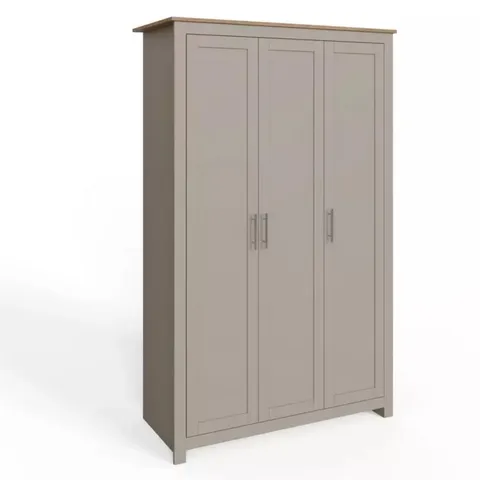 BOXED GFW LANCASTER 3 DOOR WARDROBE - GREY (2 BOXES)