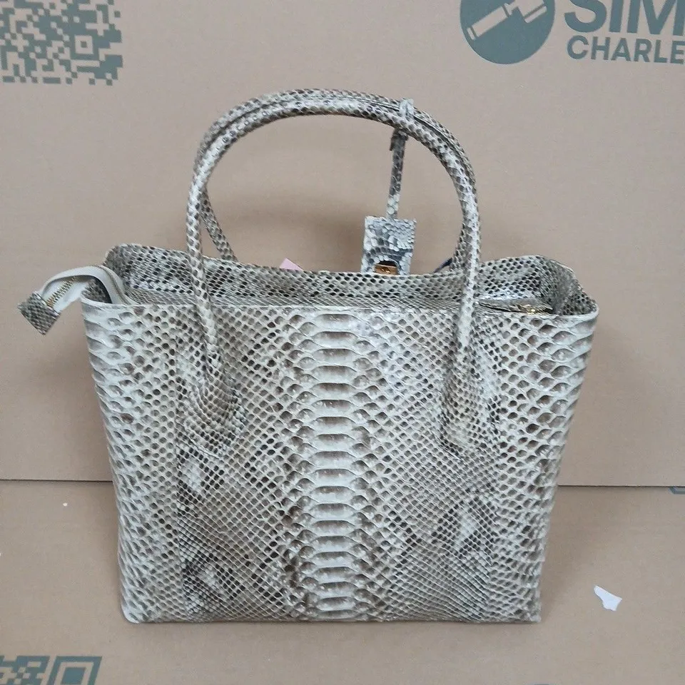 LA MAREY SNAKESKIN LEATHER TOTE BAG
