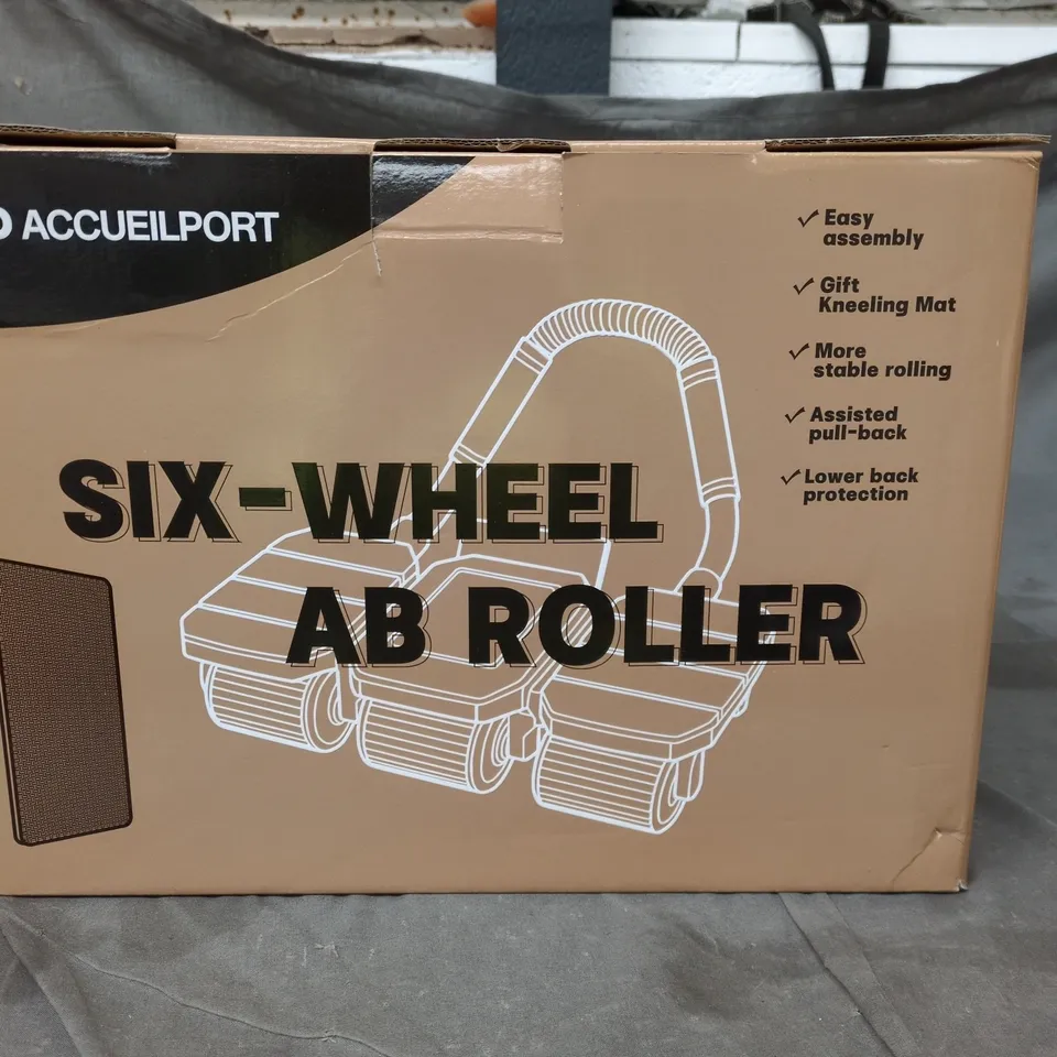 ACCUEILPORT SIX-WHEEL AB ROLLER WITH FOAM-GRIP HANDLES